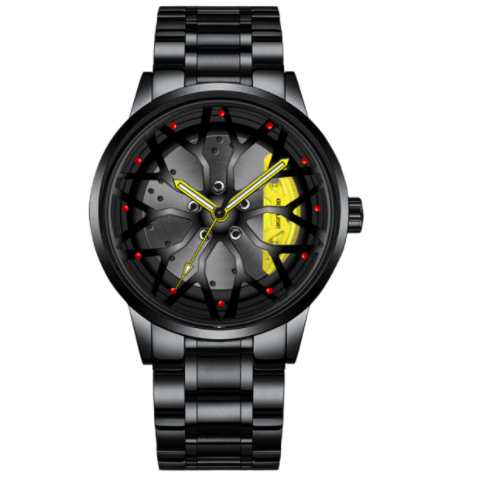 Steel Watch Brand Car Wheel Rim Hub Watches Super Car Rim Hub Watch Stainless Steel Wholesale Watch for Car GTR