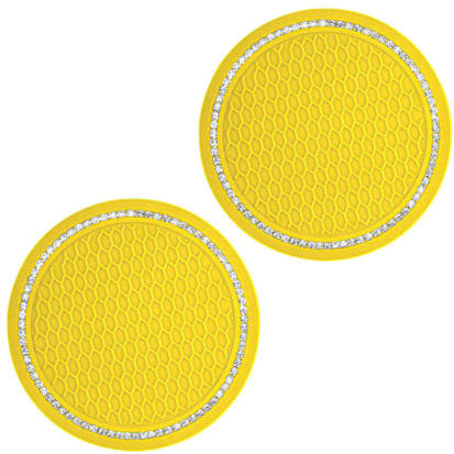 2PCS Diamond Car Coaster Water Cup Slot Non-Slip Mat Silica Gel Pad Cup Holder Mat Car Gadget Bling Car Accessories for Woman