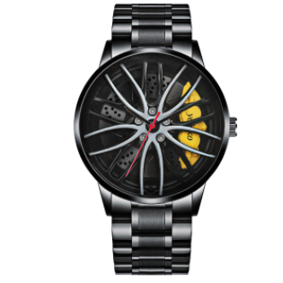 Casual Watch Waterproof Stainless Steel Strap with Japanese Quartz Movement Car Wheel Rim Hub Design Fashion Wristwatch