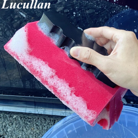 Lucullan-esponjas de rejilla de espuma Jumbo Premium, mango de EVA de fácil agarre, esponja superabsorbente de corte cruzado para lavado de coches