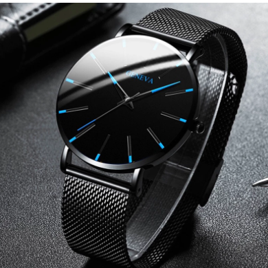 2022 Minimalist Men's Fashion Ultra Thin Watches Simple Men Business Stainless Steel Mesh Belt Quartz Watch