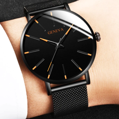 2022 Minimalist Men's Fashion Ultra Thin Watches Simple Men Business Stainless Steel Mesh Belt Quartz Watch