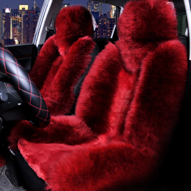 Wool Car Seat Cover Winter Warm Plush Car Wool Cushion Natural Fur Australian Sheepskin Auto Woo Seats Cover Fur Accessories